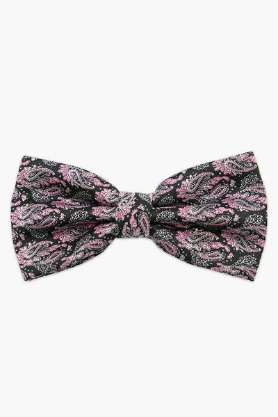 SIRRI Men's Shawl Pattern Bow Tie - Black & Pink Ages 14 & up (6X12 cm)