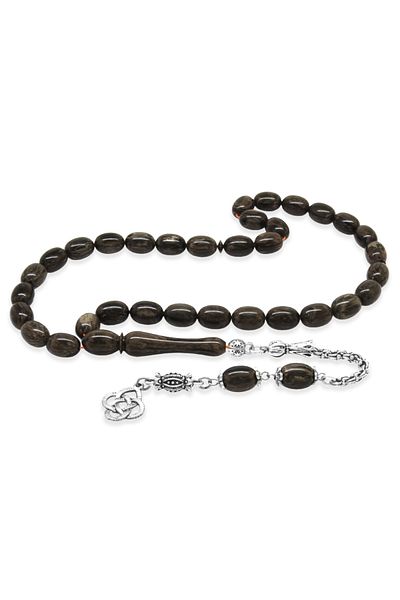 Tesbihane سلسلة معدنية متدلية من نوع Albanian Chain من نوع Fallow Imame Beyzi Cut Gray - Black Katalin Tesbih