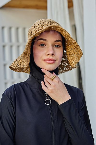 Remsa Mayo Ръчно плетена сламена шапка с панделка RŞ-2102 Camel01