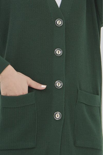 Stilmony Women's Knitwear Flexible Lycra Seasonal Button Detailed Pocketed Long Cardigan