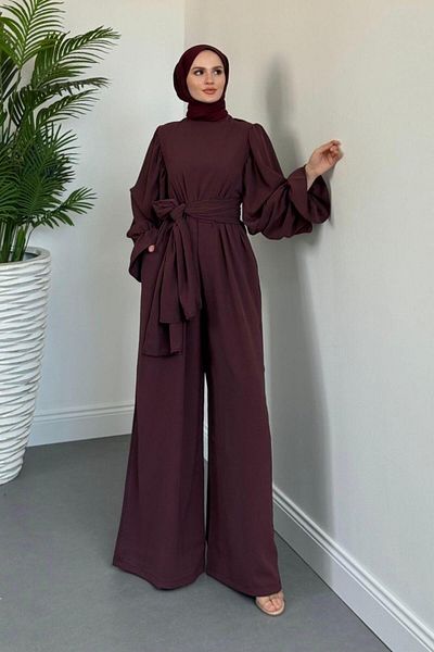 MERVEN AKYÜZ Akel Buy Elastic Waist Jumpsuit Plum