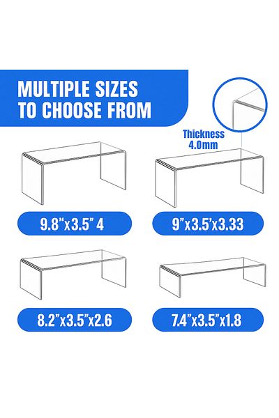 Generic 4 قطع من حاملات الأكريليك، حامل عرض مستطيل شفاف متعدد الطبقات، رف عرض طاولة