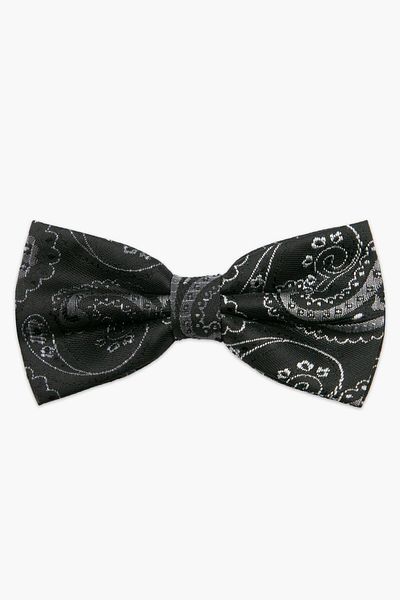SIRRI Black Paisley Pattern Bow Tie for Men 14 Years and Above (6X12 cm)