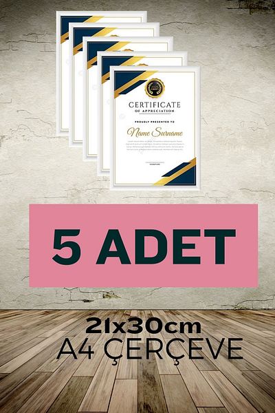 CreaWitch 5Pcs A4 Frame Diploma Document Certificate Photo Picture Frame Pvc 5-Piece Platinum