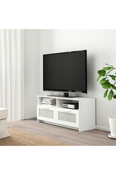 BRIMNES TV bench, white, 120x41x53 cm