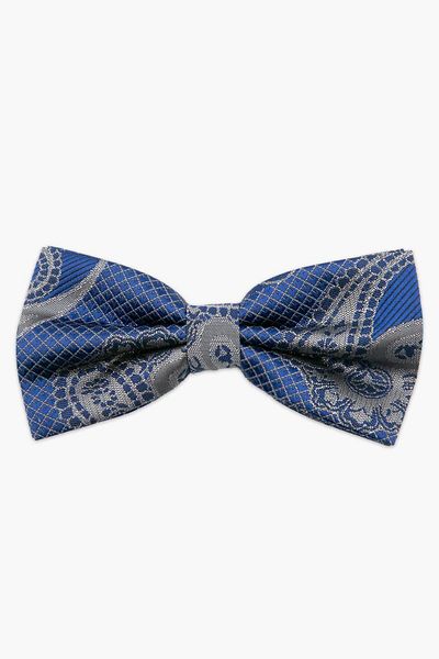 SIRRI Patterned Bow Tie for Men - Saks Blue- 14 Years and Above (6X12 cm)