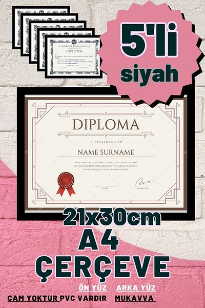 CreaWitch 5Pcs A4 Frame Diploma Document Certificate Photo Picture Frame Pvc 5-Piece Platinum