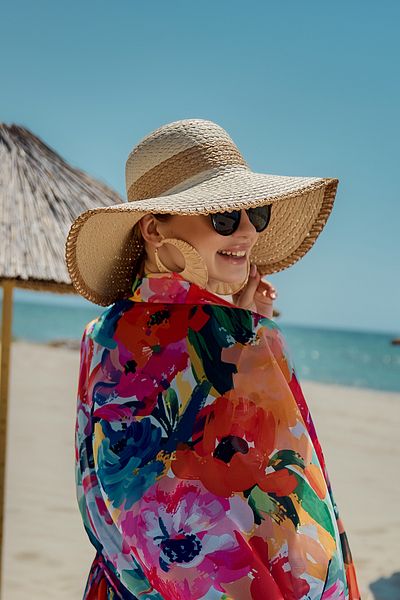Remsa Mayo Zigzag Stripe Detailed Straw Beach Hat Rş-2103 Beige03