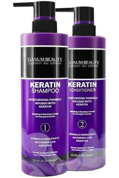 GANUM BRAND GANUM.BRAND Keratin Shampoo and Conditioner Set, 615 ml Each, Moisturizing Formula