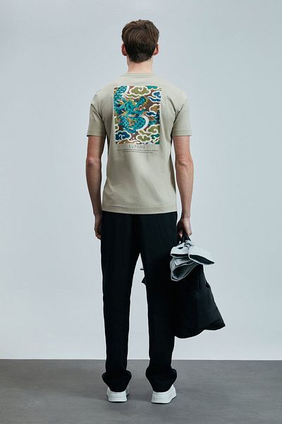 Lufian Valor Modern Graphic T-Shirt Beige