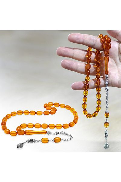 Tesbihane سلسلة معدنية متدلية من نوع Albanian مع شرابة من نوع Fallow Imame Beyzi Cut Orange Catalin Tesbih
