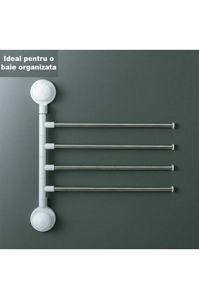 SIKS Suction Cup Holder For 4 Towels, S4p, For Wall, White/gray