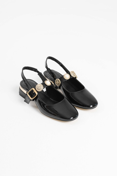 Silver Lady Bomb Para Accessory Square Toe Gold Heeled Patent Leather Women's...