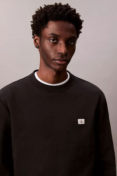 Calvin Klein Men's Ls Eu 350Terry Badge Sweatshirt - Black