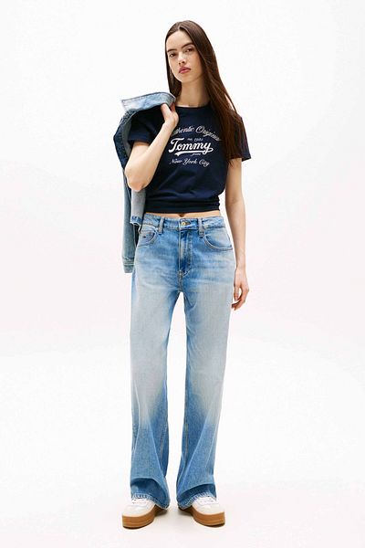 Tommy Hilfiger Γυναικείο μπλουζάκι με λογότυπο της πόλης της Νέας Υόρκης - Navy Blue