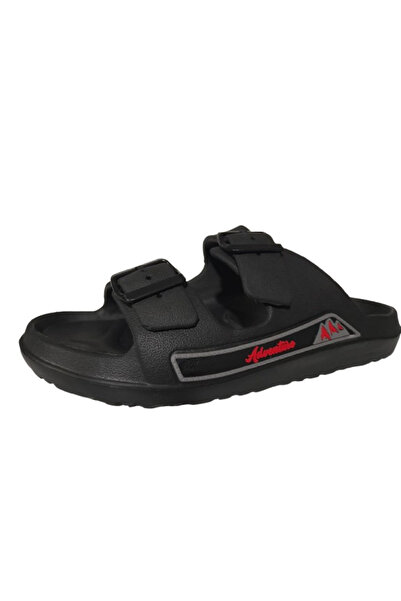 Calx Black Men's Pool Beach Buckle Slippers