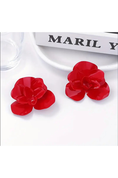 HOSBUTIK Red Oversized Za Earrings