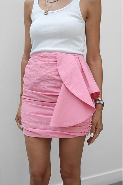 Havoş Fusta mini roz cu detaliu draperie laterală