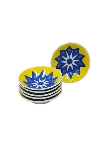 rexa Blue & Yellow Starburst Ceramic plate Set