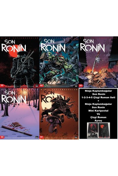 Marmara Çizgi Yayınları Ninja Kaplumbağalar - Son Ronin 1-2-3-4-5 Çizgi Roman Seti Ve Ninja Kaplumbağalar Mini Kartpostal