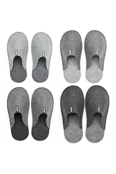 SHOP MALL Lucky Sign 4Pcs Guest Slippers Unisex Σετ 4 ανδρών και γυναικών χειμωνιάτικο ζεστό αντιολισθητικό τσόχα S/M/L/XL