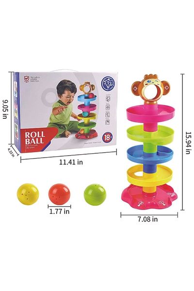 MARAH TOYS Rotating Ball Drop Tower Toy – Educational Gift for Toddlers Age 1–2, Multicolor ABS,