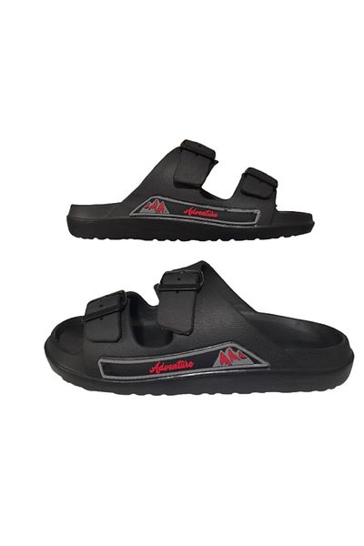 Calx Black Men's Pool Beach Buckle Slippers