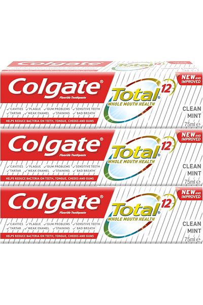 Colgate Total Toothpaste 12-Hour Protection Clean Mint 75ml - 3 Tubes, Enamel Protection