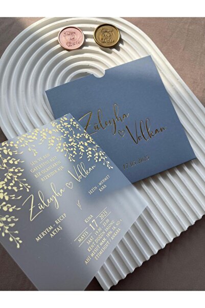 emindijital Gri Zarflı Şeffaf Yaldızlı Kına,Nikah,Nişan, Düğün Davetiyesi 50 ...