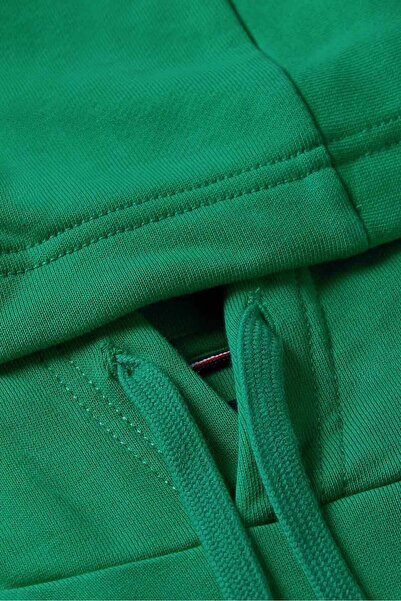 Tommy Hilfiger Erkek Essential Terry Kapüşonlu Sweatshirt - Yeşil