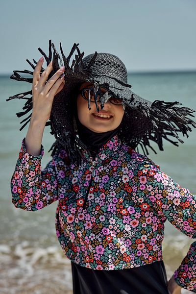 Remsa Mayo Straw Beach Hat with Fringe Detail Rş-2108 Black