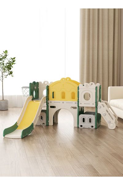 FULLJOY Large slide with bridge, play area and basketball