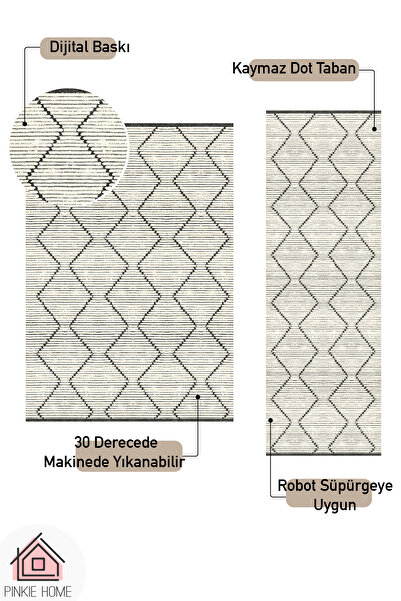 PINKIE HOME Machine Washable Non-Slip Base Stain-Proof Modern Cutting Runner Kitchen Hallway Carpet Runner-59