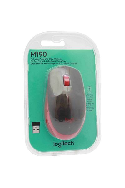 logitech M190 Mouse Optical 1000 dpi Wireless Red