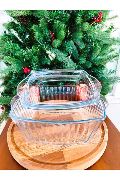 Madame Coco Sylvie Large Covered Glass Oven Dish - 2600 ml - Transparent