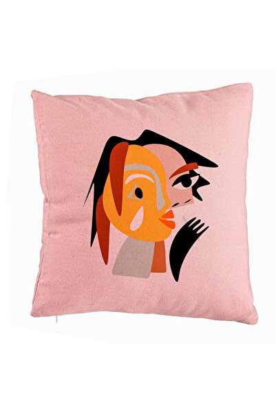 BEKZ Perna Decorativa, Model Picasso style 2, 40x40 cm, Roz, Husa Detasabila,...