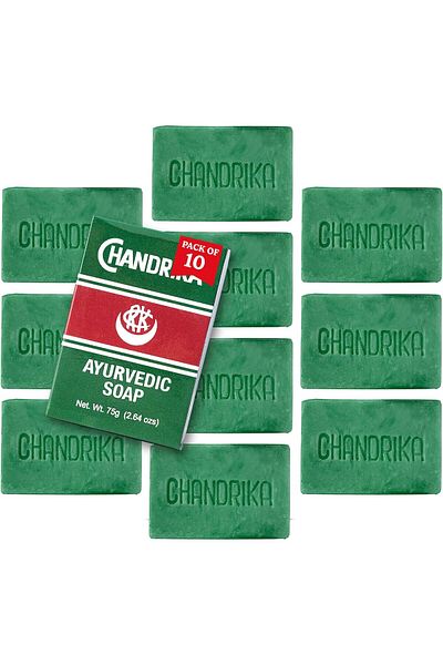 chandrika Ayurvedic Soap with Herbal Oils and Vegetables - 2.65 ounces - Box of 10 pieces