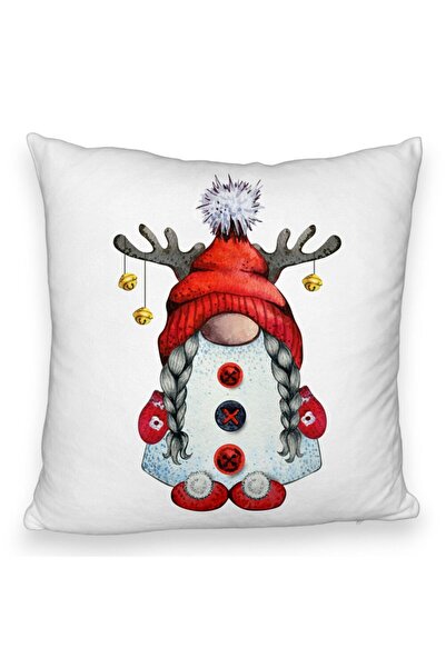 BEKZ Perna Decorativa Fluffy cu tematica de Craciun, Gnom 2, 40x40 cm, Alba, ...