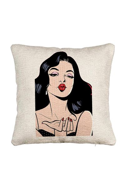BEKZ Fata de perna Canapea, Model Vintage Pop Art, 40x40 cm, Cu fermoar