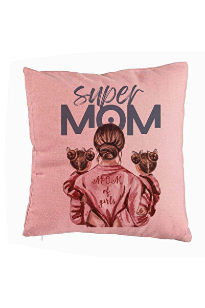 BEKZ Perna Decorativa, Model Super Mom of Girls, 40x40 cm, Roz, Husa Detasabi...