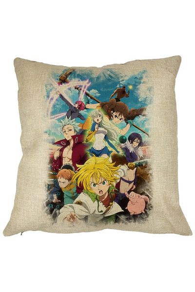 BEKZ Perna Decorativa cu Seven Deadly Sins, 40x40 cm, Husa Detasabila, Burduf