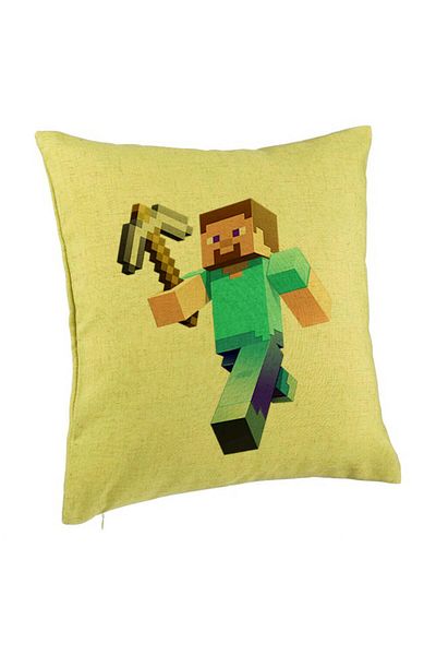 BEKZ Față de pernă, model Minecraft Miner Steve, 40x40 cm, verde