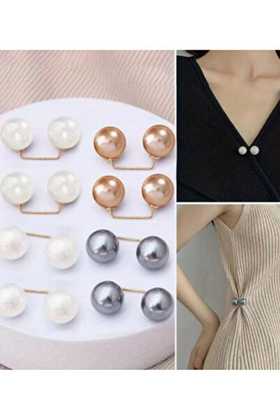 BLOG 8 Adet 3 Renk Set-İnci Top Düğme Broş – Elbise, Şal ve Yaka Tutucu Aksesuar