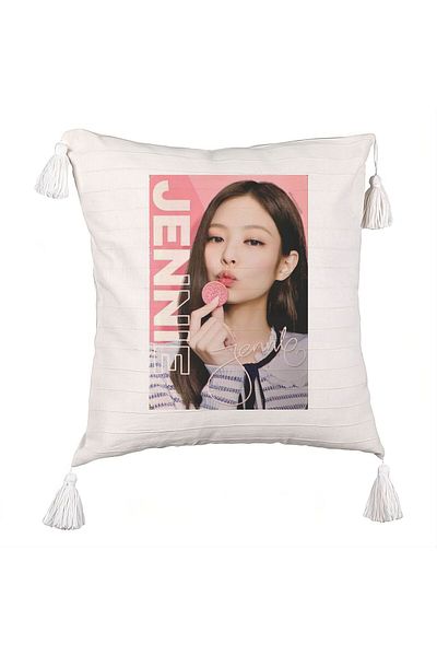 BEKZ BlackPink Jennie 4 Fringed Pillowcase, 45×45 cm, With zipper