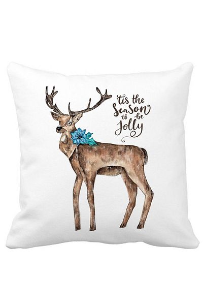 BEKZ Christmas Pillowcase Reindeer And Text, 3, 40x40 Cm, White, Matte