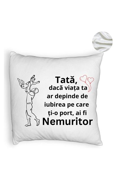 BEKZ Perna Decorativa Fluffy, Model pentru Tata 10,40x40 cm, Alba, Husa Detasabila, Burduf