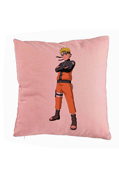 BEKZ Perna Decorativa cu Naruto, 40x40 cm, Roz, Husa Detasabila, Burduf