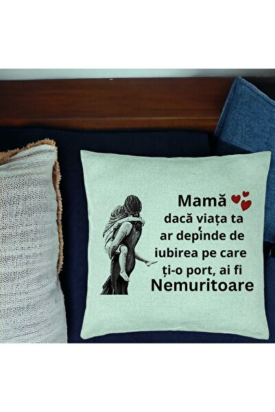 BEKZ Perna Decorativa, Model pentru Mama 2, 40x40 cm, Verde Menta, Husa Detas...