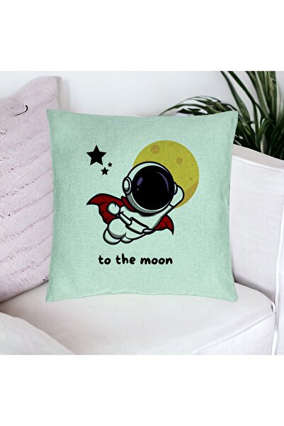 BEKZ Perna Decorativa, Model To the Moon, 40x40 cm, Verde Menta, Husa Detasab...