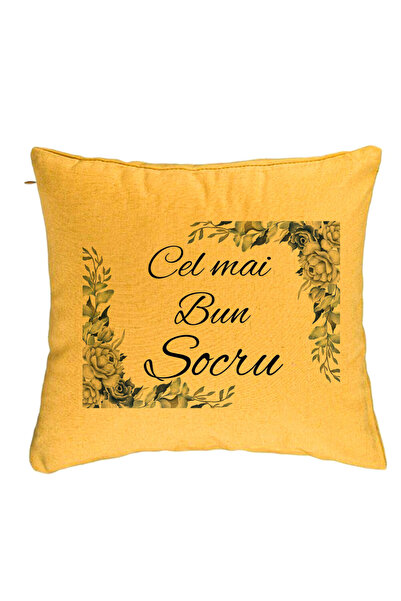 BEKZ Perna Decorativa pentru Socrul 2, 40x40 cm, Galben, Husa Detasabila, Burduf